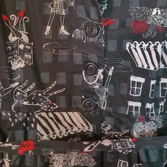 LKNW ModCloth Whimsical Goth Puff Skirt Dress Button Down, Waist Tie Lining SzXL - Picture 6 of 13